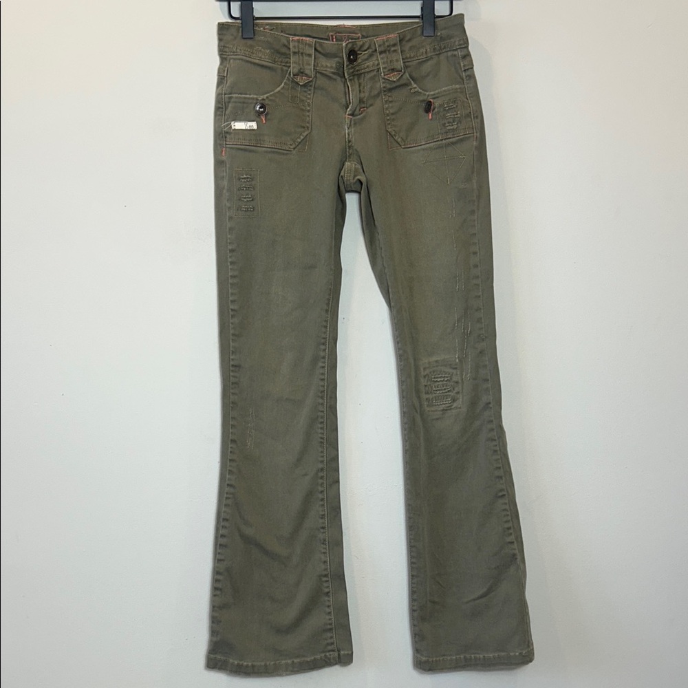 ZCO Olive Flare Y2K Jeans for Women